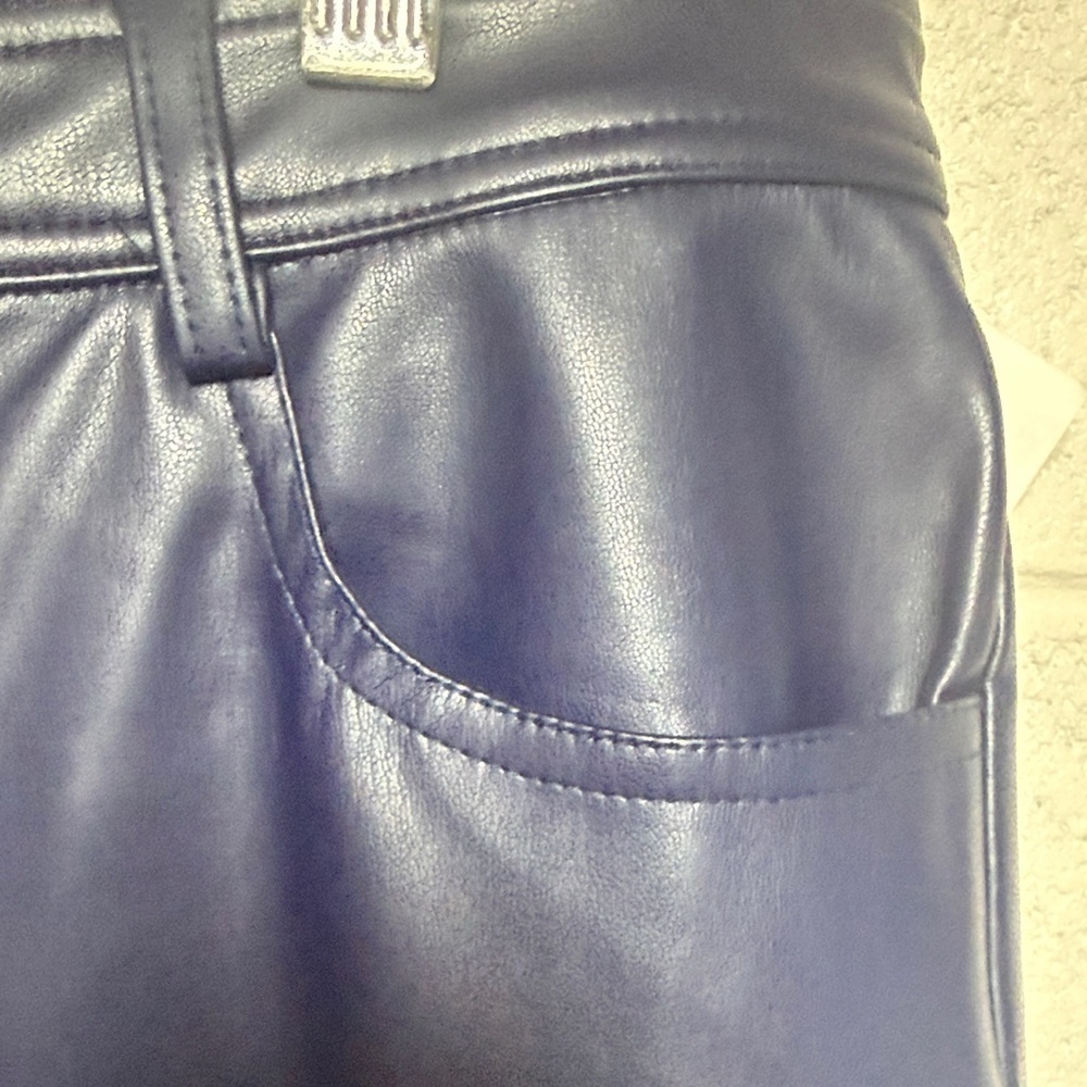 Halogen Navy Straight Leg Faux Leather Pants - Picture 5 of 13